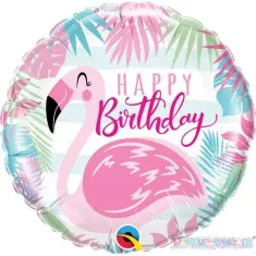 18" FENICOTTERO HAPPY BDAY PASTELLO