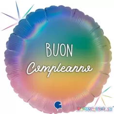 18" BUON COMPLEANNO ARCOBALENO OLOGRAFICO