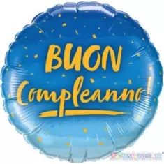 18" BUON COMPLEANNO BLU/ORO