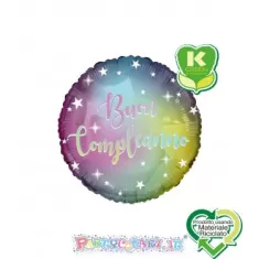 18" BUON COMPLEANNO STELLE  IRRIDESCENTE