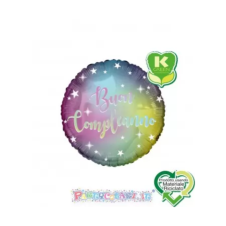 18" BUON COMPLEANNO STELLE  IRRIDESCENTE