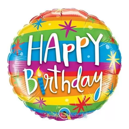 18" HAPPY BDAY ARCOBALENO STRISCE