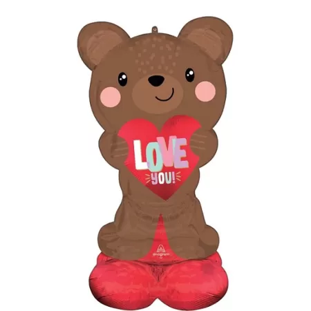 AIRLOONZ SATIN BROWN LOVE BEAR cm.124