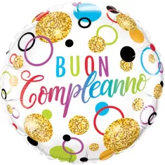 18" BUON COMPLEANNO GLITTERATO COLOR