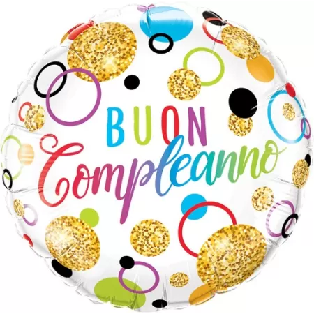 18" BUON COMPLEANNO GLITTERATO COLOR