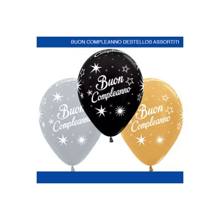 12" BUON COMPLEANNO ORO - ARGENTO - NERO pz.50