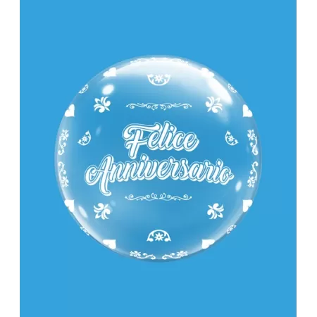 DECO B-LOON 24" ANNIVERSARIO STAMPA BIANCA