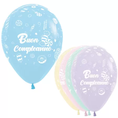 12" BUON COMPLEANNO PASTEL MATTE ASSORTITO pz.50