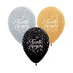 12" TANTI AUGURI ORO - ARGENTO - NERO pz.50