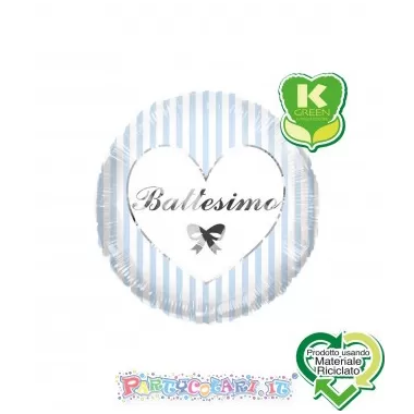 18" BATTESIMO CELESTE E ARGENTO STRISCE