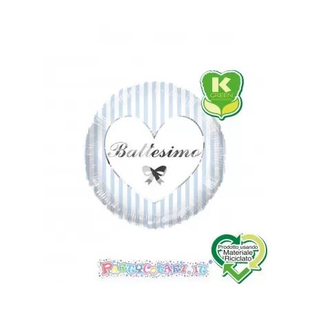 18" BATTESIMO CELESTE E ARGENTO STRISCE