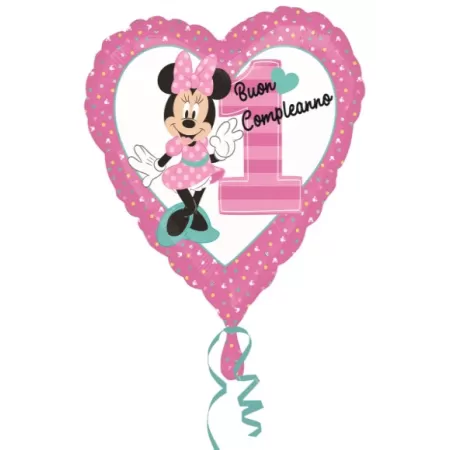 18" 1 ANNO MINNIE CUORE BUON COMPLEANNO