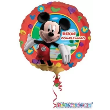 18" MICKEY BUON COMPLEANNO ROSSO
