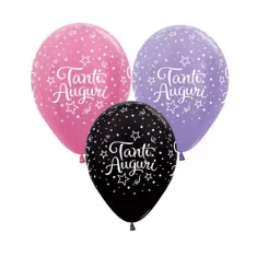 12" TANTI AUGURI ASS NERO LILLA ROSA pz. 100