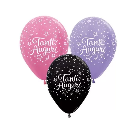 12" TANTI AUGURI ASS NERO LILLA ROSA pz. 100
