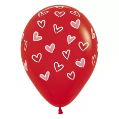 12" ROSSO CON CUORI STAMPA BIANCA pz.50 2