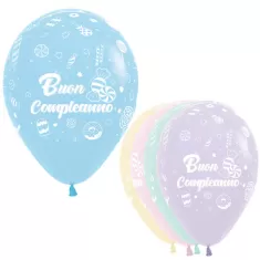 12" BUON COMPLEANNO PASTEL MATTE ASSORTITO pz.50 2