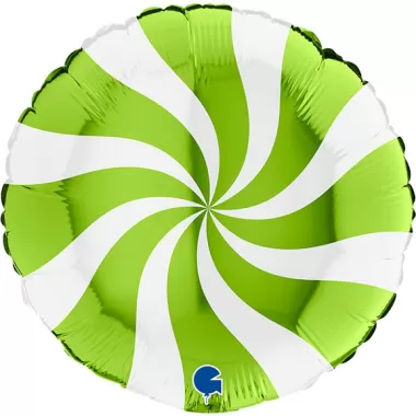 18" Swirly White-Lime Green