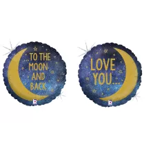 18" MOON AND BACK GLITTER