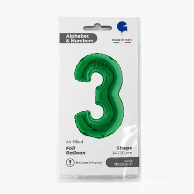 NUMERO 3 VERDE cm.35