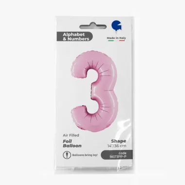NUMERO 3 ROSA cm.35