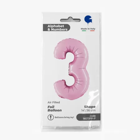 NUMERO 3 ROSA cm.35