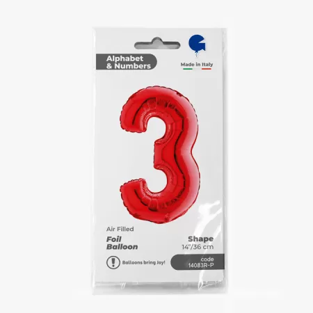 NUMERO 3 ROSSO cm.35