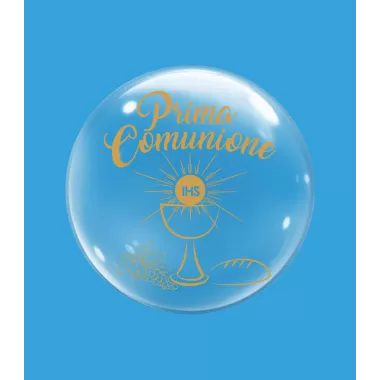 DECO B-LOON 10" PRIMA COMUNIONE STAMPA ORO 5 pz.