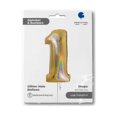NUMERO 1 ORO GLITTER HOLOGRAPHIC cm.102