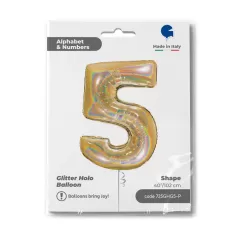 NUMERO 5 ORO GLITTER HOLOGRAPHIC cm.102