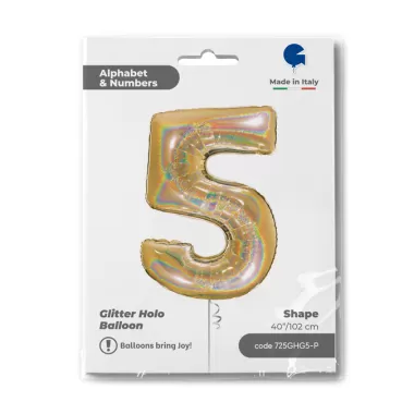 NUMERO 5 ORO GLITTER HOLOGRAPHIC cm.102