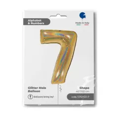NUMERO 7 ORO GLITTER HOLOGRAPHIC cm.102