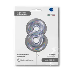 NUMERO 8 ARGENTO HOLOGRAPHIC cm.102