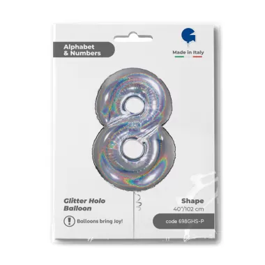 NUMERO 8 ARGENTO HOLOGRAPHIC cm.102