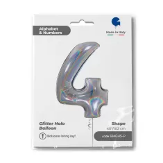 NUMERO 4 ARGENTO HOLOGRAPHIC cm.102