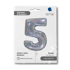 NUMERO 5 ARGENTO HOLOGRAPHIC cm.102