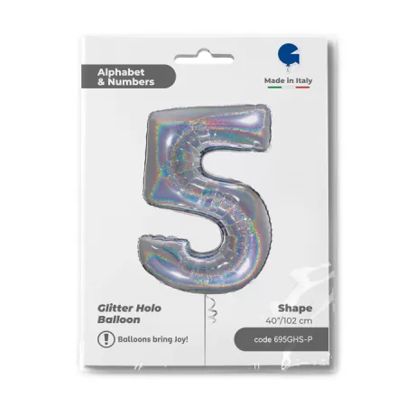 NUMERO 5 ARGENTO HOLOGRAPHIC cm.102