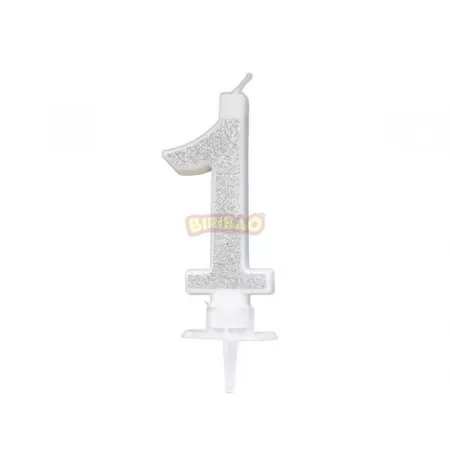 CANDELINA ARGENTO GLITTER cm. 7 N 1