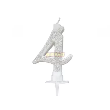 CANDELINA ARGENTO GLITTER cm. 7 N 4