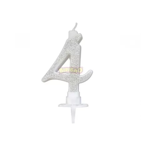 CANDELINA ARGENTO GLITTER cm. 7 N 4