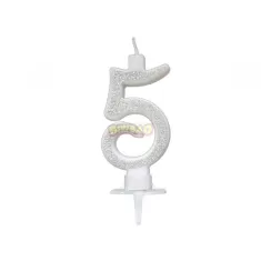 CANDELINA ARGENTO GLITTER cm. 7 N 5