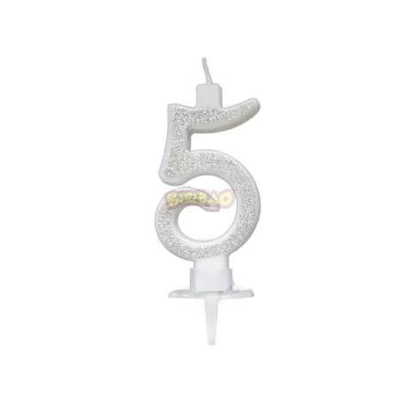 CANDELINA ARGENTO GLITTER cm. 7 N 5