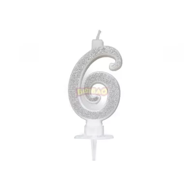 CANDELINA ARGENTO GLITTER cm. 7 N 6