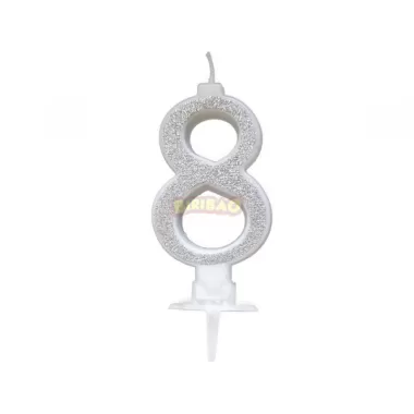 CANDELINA ARGENTO GLITTER cm. 7 N 8