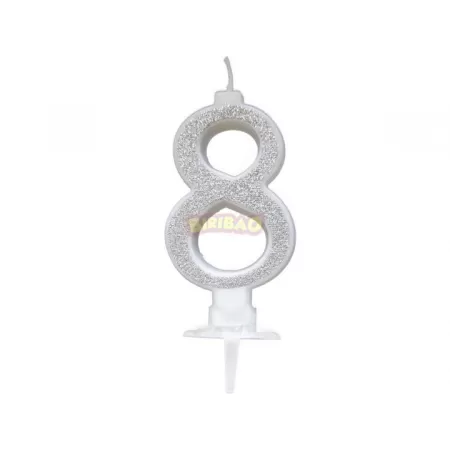CANDELINA ARGENTO GLITTER cm. 7 N 8