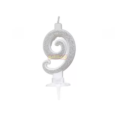 CANDELINA ARGENTO GLITTER cm. 7 N 9