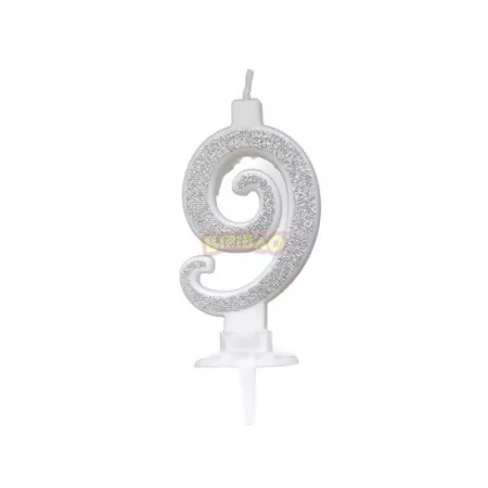 CANDELINA ARGENTO GLITTER cm. 7 N 9