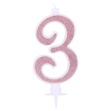 CANDELINA ROSA GOLD GLITTER cm. 7 N 3