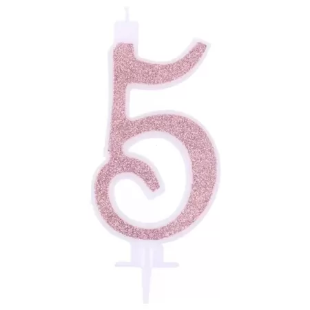 CANDELINA ROSA GOLD GLITTER cm. 7 N 5