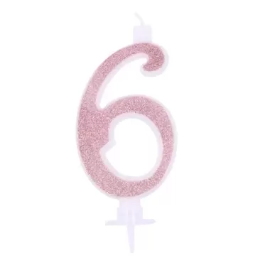 CANDELINA ROSA GOLD GLITTER cm. 7 N 6